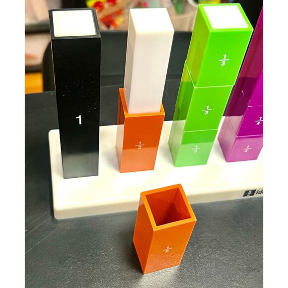 Ideal School Supply Fraction STAX Math Manipulatives Set Tower Cubes Learning - Picture 5 of 8